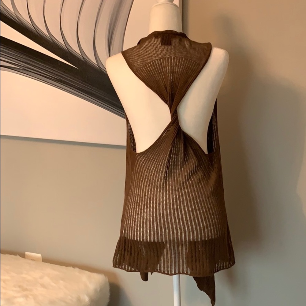 Calvin Klein jeans brown open knit drape vest - Picture 4 of 5